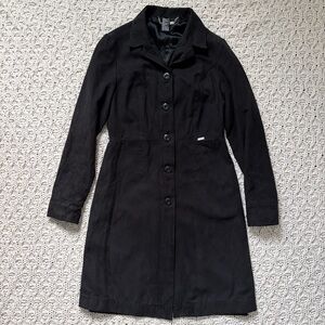 GUESS Dress Coat - Women’s Black Button Up Trench Coat - Size Small